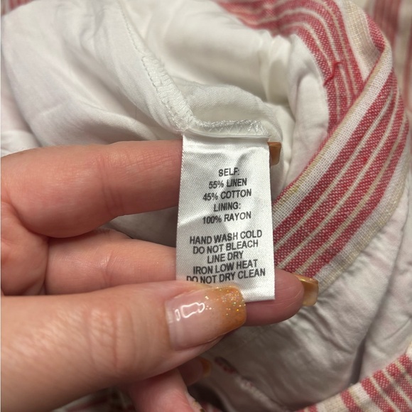 Lulus Linen Cotton White Red Striped Ruffle Culotte Jumpsuit Size Medium Romper - Picture 7 of 8